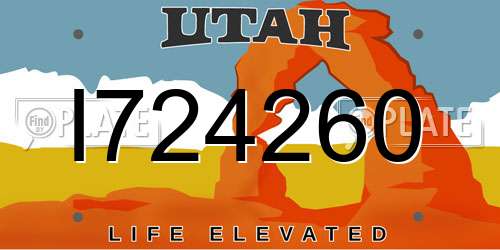 I724260 Utah License Plate