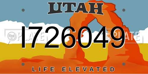 I726049 Utah License Plate