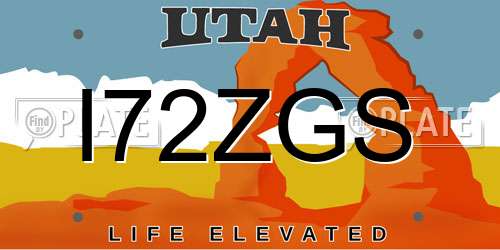I72ZGS Utah License Plate