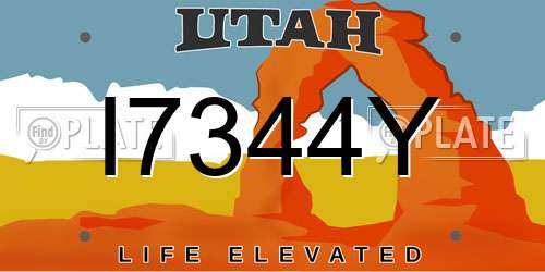 I7344Y Utah License Plate