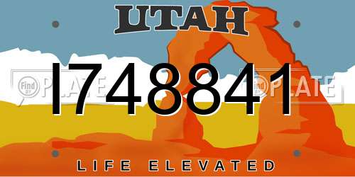 I748841 Utah License Plate