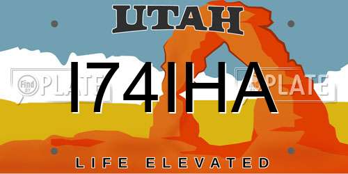 I74IHA Utah License Plate