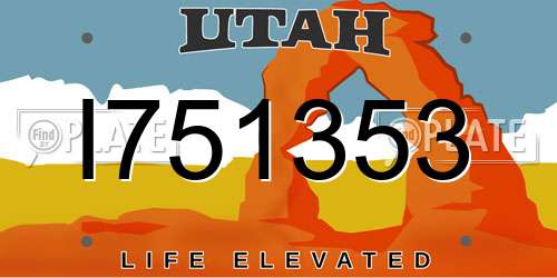 I751353 Utah License Plate