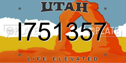 I751357 Utah License Plate