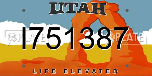I751387 Utah License Plate