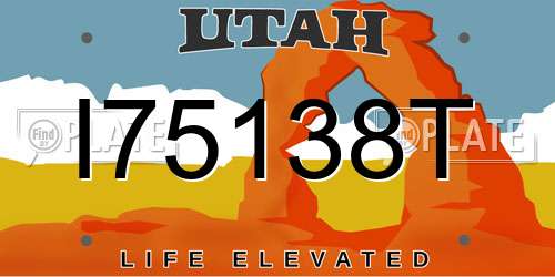 I75138T Utah License Plate
