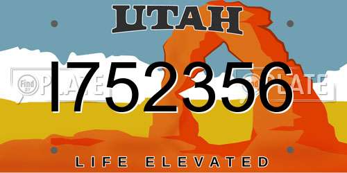 I752356 Utah License Plate