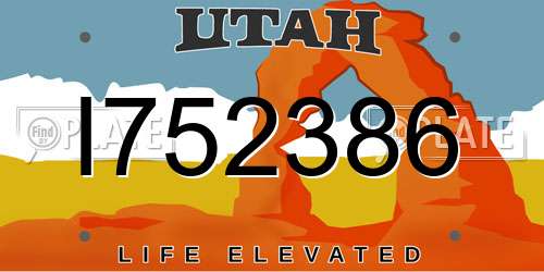 I752386 Utah License Plate