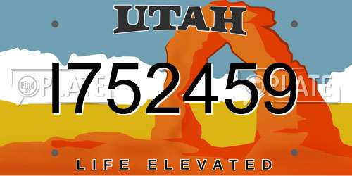 I752459 Utah License Plate