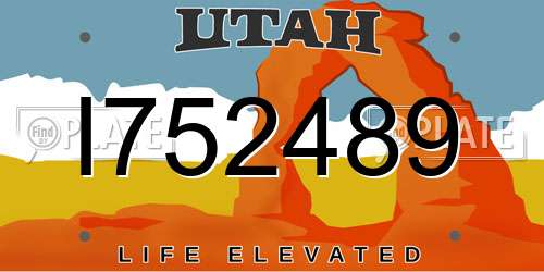 I752489 Utah License Plate