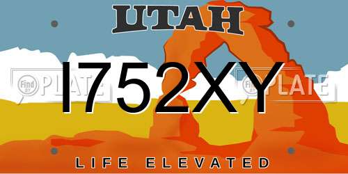 I752XY Utah License Plate