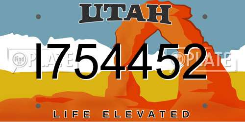 I754452 Utah License Plate