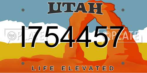 I754457 Utah License Plate
