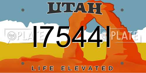 I7544I Utah License Plate