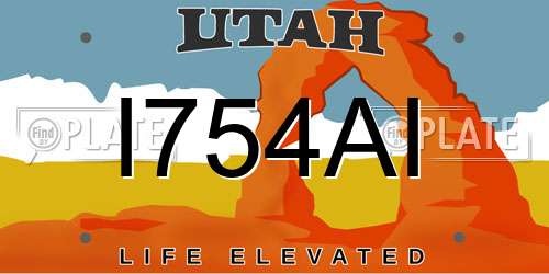I754AI Utah License Plate