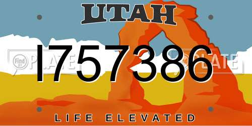 I757386 Utah License Plate