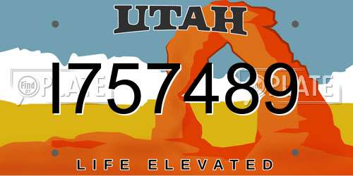 I757489 Utah License Plate