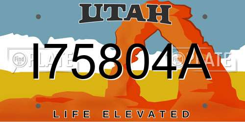 I75804A Utah License Plate