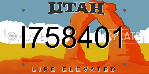 I758401 Utah License Plate