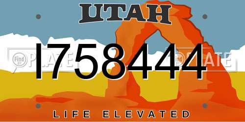 I758444 Utah License Plate