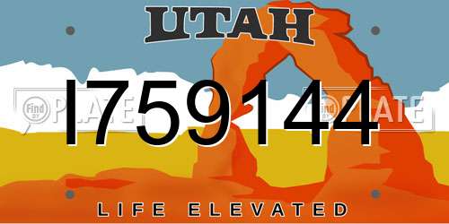 I759144 Utah License Plate