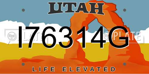 I76314G Utah License Plate
