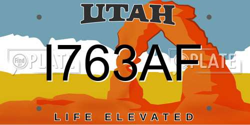 I763AF Utah License Plate