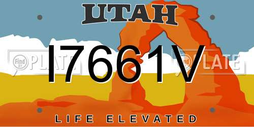 I7661V Utah License Plate