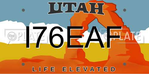 I76EAF Utah License Plate