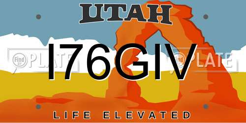 I76GIV Utah License Plate