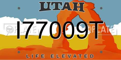 I77009T Utah License Plate