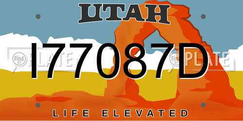 I77087D Utah License Plate