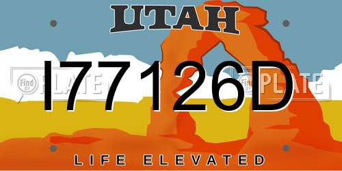 I77126D Utah License Plate