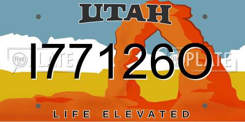 I77126O Utah License Plate