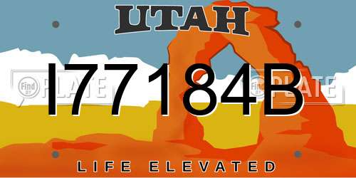 I77184B Utah License Plate