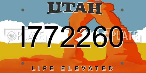 I772260 Utah License Plate