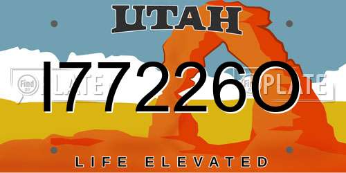 I77226O Utah License Plate