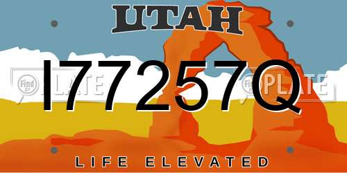 I77257Q Utah License Plate