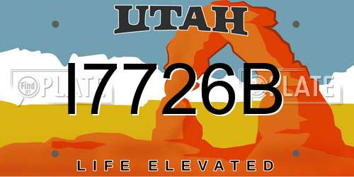 I7726B Utah License Plate