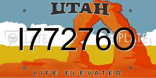 I77276O Utah License Plate