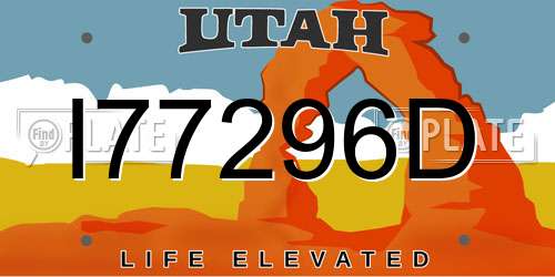 I77296D Utah License Plate