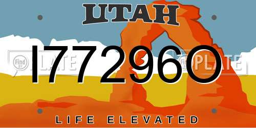 I77296O Utah License Plate