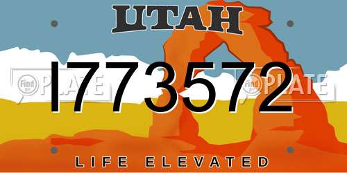 I773572 Utah License Plate