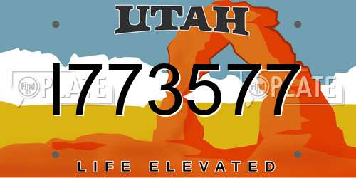 I773577 Utah License Plate