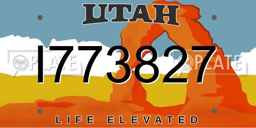 I773827 Utah License Plate