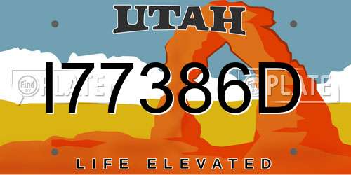 I77386D Utah License Plate
