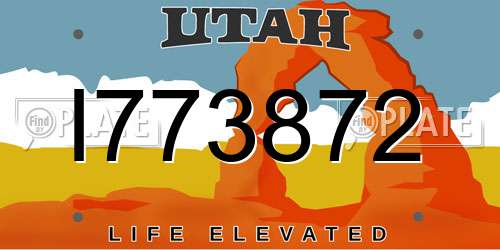 I773872 Utah License Plate