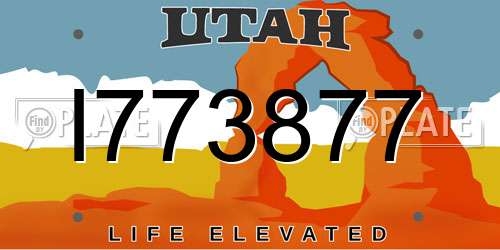 I773877 Utah License Plate