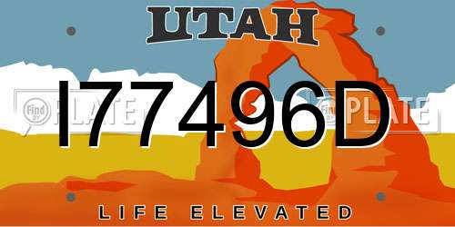 I77496D Utah License Plate