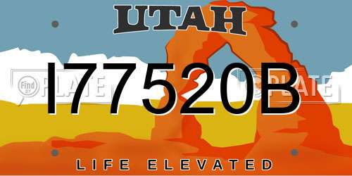 I77520B Utah License Plate